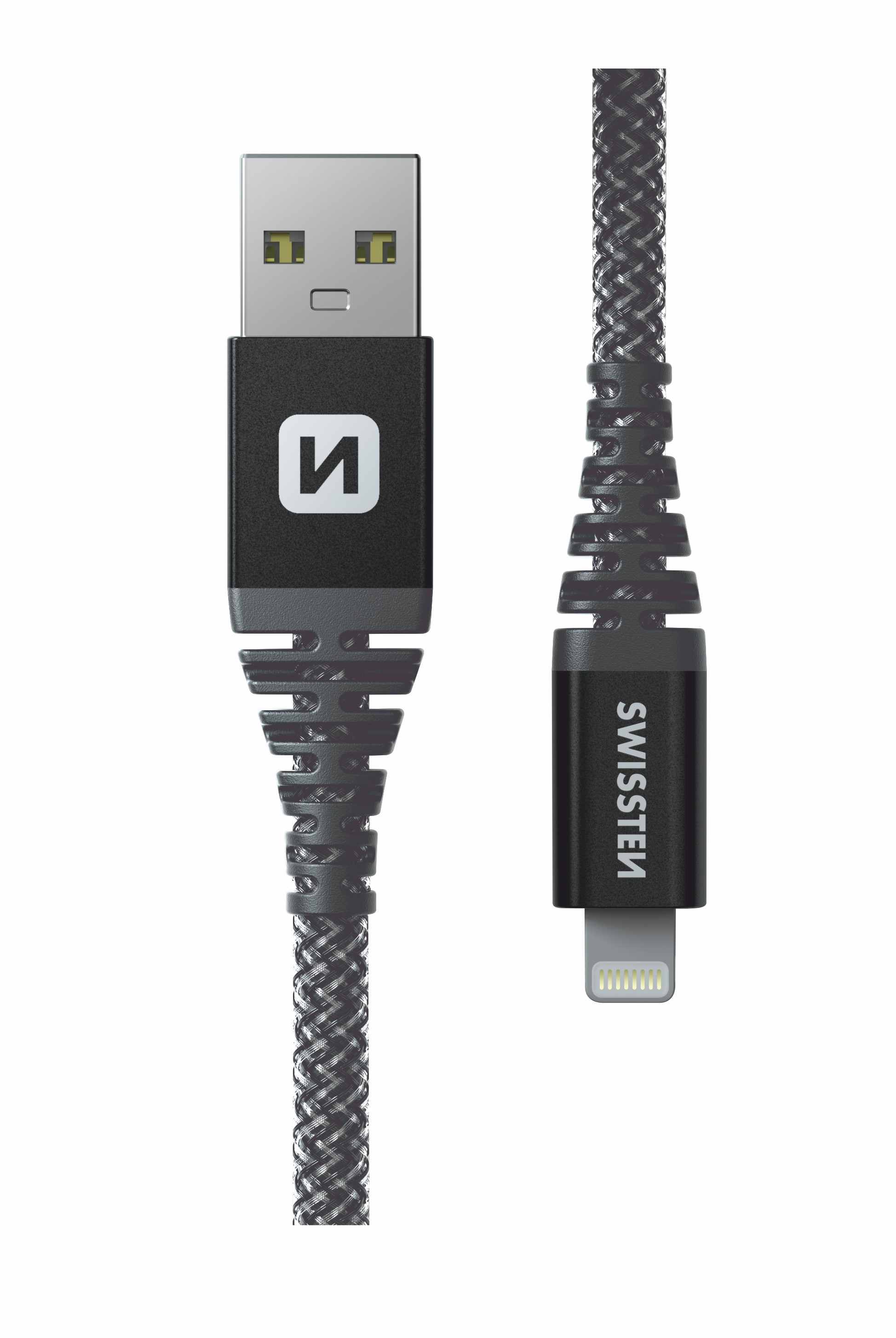 SWISSTEN datový kabel KEVLAR, USB/Lightning, 60 W, 1,5 m, antracit