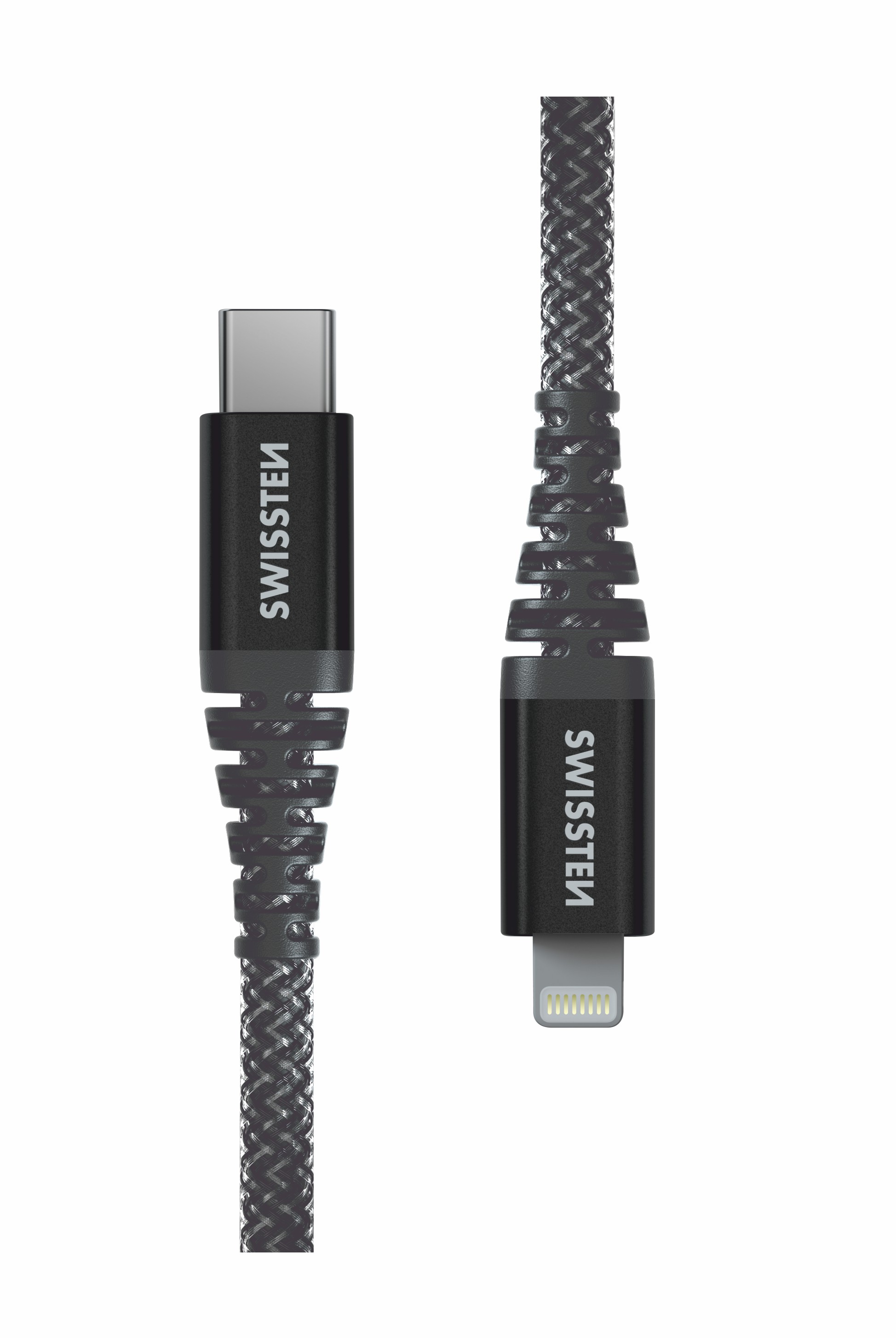 SWISSTEN datový kabel KEVLAR, USB-C/Lightning, 60 W, 1,5 m, antracit