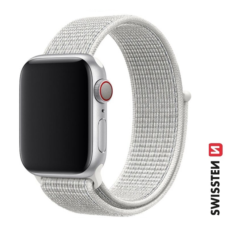 Levně SWISSTEN řemínek pro Apple Watch nylonový, 38 / 40 / 41 mm Barva: Bílá