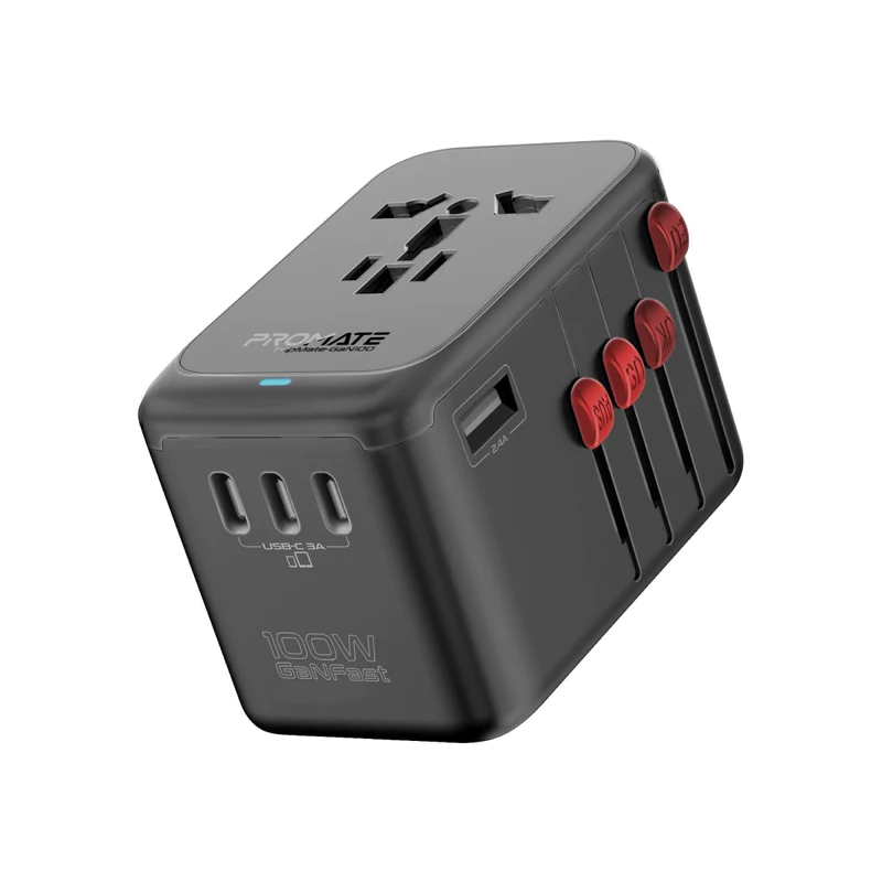 PROMATE TripMate cestovní nabíječka s GaN, 4x USB-C, USB-A, 100 W