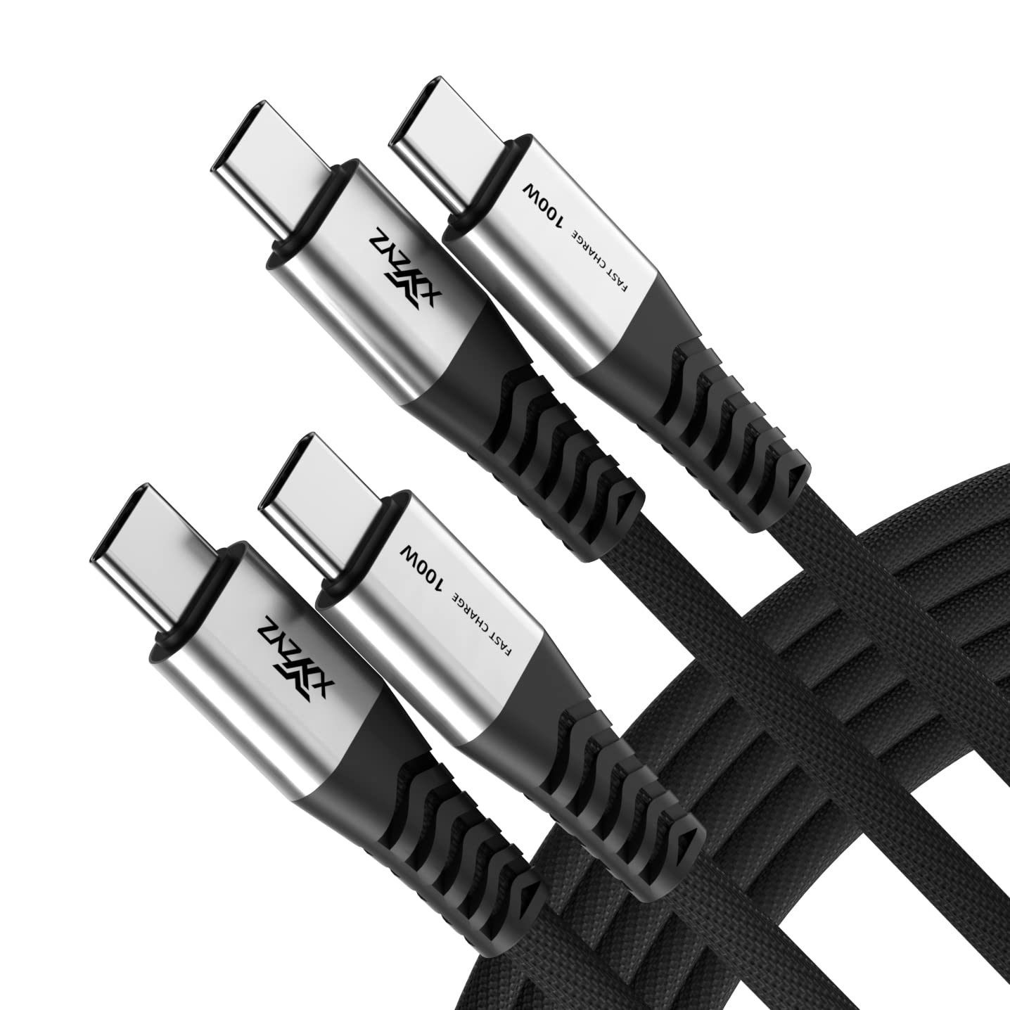 Levně XYYZYZ dobíjecí kabel USB-C/USB-C s textilním opletem, PD & QC, 100 W, 2 m Barva: Černá