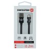 SWISSTEN datový kabel textile USB / lightning 0,2 m