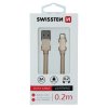 SWISSTEN datový kabel textile USB / lightning 0,2 m