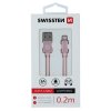 SWISSTEN datový kabel textile USB / lightning 0,2 m