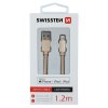 SWISSTEN datový kabel textile USB / lightning MFi 1,2 m