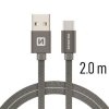 SWISSTEN datový kabel textile USB / USB-C 2,0 m