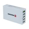 SWISSTEN síťový adaptér Qualcomm 3.0 Quick Charge + Smart IC 5x USB 50 W power bílý