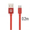 SWISSTEN datový kabel USB-A / micro USB, s textilním opletem, délka 0,2 m