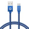 SWISSTEN datový kabel USB-A / micro USB, s textilním opletem, délka 0,2 m