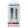 SWISSTEN datový kabel USB-A / micro USB, s textilním opletem, délka 0,2 m