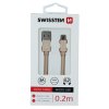 SWISSTEN datový kabel USB-A / micro USB, s textilním opletem, délka 0,2 m