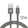 SWISSTEN datový kabel s textilním opletem, USB-A / micro USB, délka 1,2 m