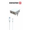 SWISSTEN SLIM cestovní síťová nabíječka 2xUSB, 3A + kabel USB/micro USB