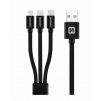 SWISSTEN datový kabel textilní 3v1 (Lightning, 2x USB-C), 1,2 m, černý