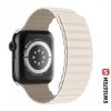 SWISSTEN řemínek pro Apple Watch silikonový, magnetický, 42 / 44 / 45 / 49 mm (Barva bílá/cappuccino)