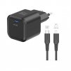 adapter GaN 35W USB C a kabel USB C:lightning cerny 1