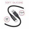 SWISSTEN Datový kabel SOFT SILICONE USB / USB-C 1,5 m, 60W, černý – ZLEVNĚNO