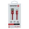 SWISSTEN datový kabel textile USB / USB-C 0,2 m