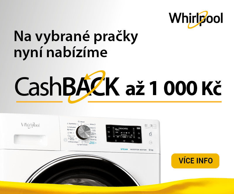 AKCE CASHBACK WHIRLPOOL na vybrané pračky FreshCare+
