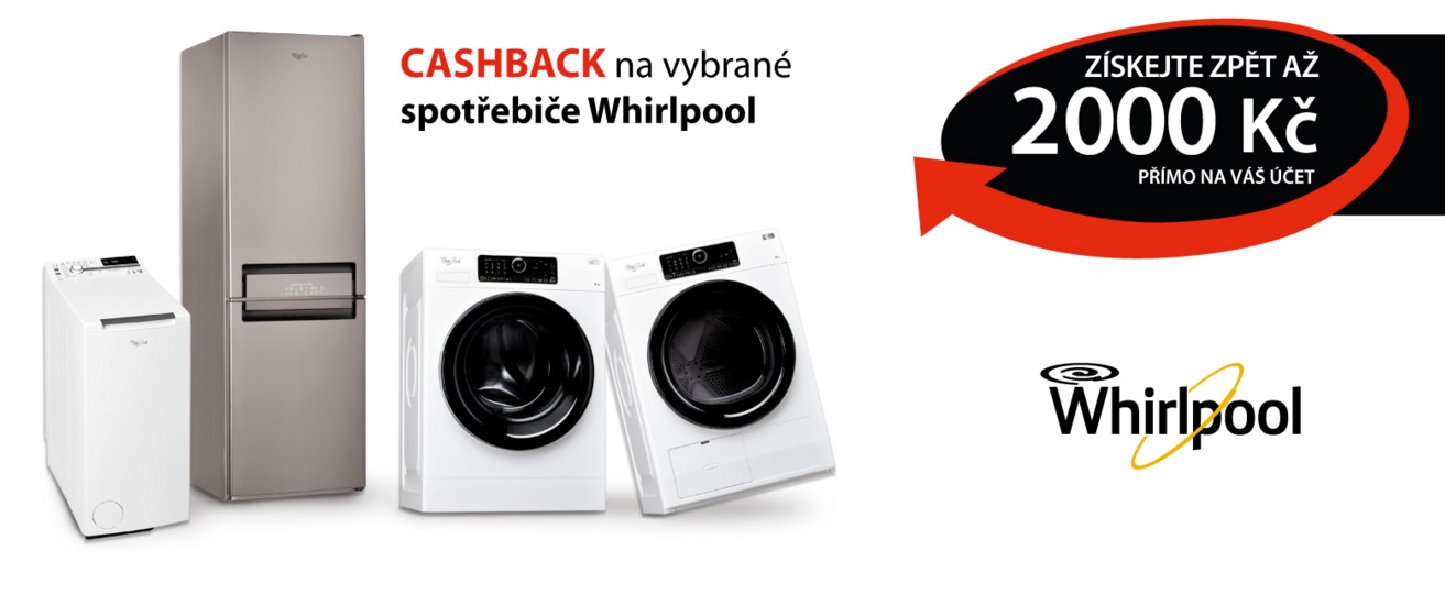 Akce Cashback: Ušetřete až 2 000 Kč za nákup spotřebičů Whirlpool