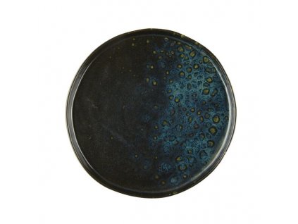 16948 phobos schwarzer dessertteller mit blauen reaktiven punkten a cm 20 5