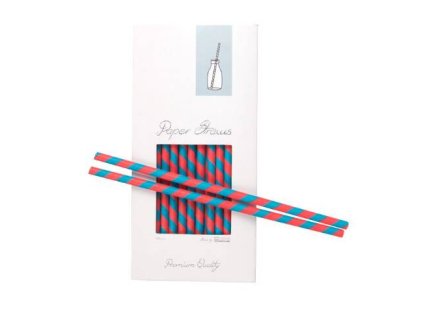 paper straw red blue d8 x 255 mm