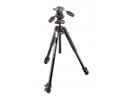 153045 manfrotto 190 aluminium 3 section tripod with head