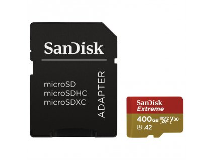 166524 5 sandisk extreme micro sdxc 400 gb 160 mb s a2 c10 v30 uhs i u3 adapter