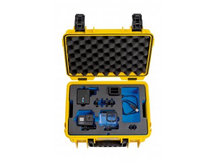 209026 bw outdoor cases type 3000 for 2 gopro hero 8 waterproof yellow