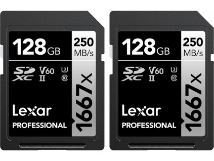 Lexar Pro 1667X SDXC UHS-II U3  R250/W120 128GB - 2pack