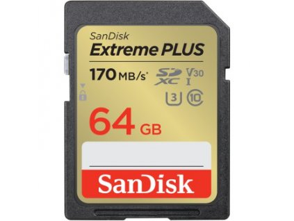 SanDisk Extreme Plus 64 GB SDXC 170 MB/s UHS-I, Class 10, U3, V30