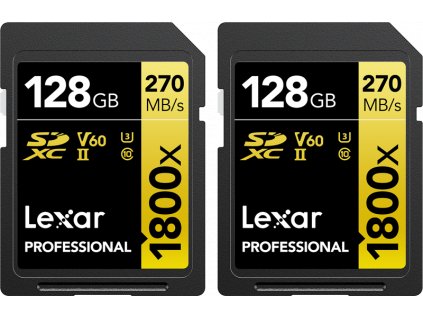 Lexar Gold Series 128 GB Professional 1800x UHS-II SDXC, 2-Pack