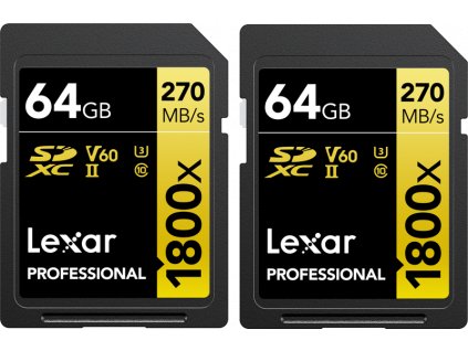 Lexar Gold Series 64GB Professional 1800x UHS-II SDXC, 2-Pack