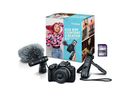 Canon EOS R50 + RF S 18 45 mm f 4.5 6.3 IS STM Creator Kit, čierny