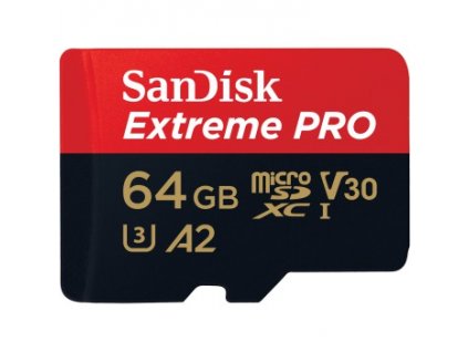 SanDisk Extreme PRO microSDXC 64 GB + SD Adapter 200 MB/s and 90 MB/s A2 C10 V30 UHS-I U3