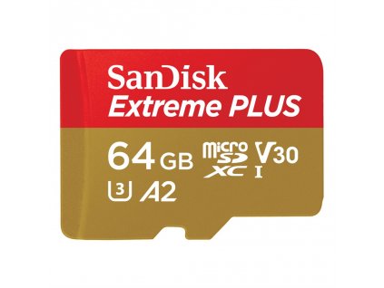 SanDisk Extreme PLUS microSDXC 64 GB + SD Adapter 200 MB/s and 90 MB/s A2 C10 V30 UHS-I U8