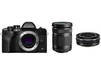 Olympus OM-D E-M10 IV + 40-150 mm f/4.0-5.6 II R + 14-42 mm f/3.5-5.6, čierny