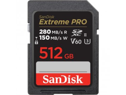 SanDisk Extreme PRO 512 GB V60 UHS-II SD, 280/150 MB/s