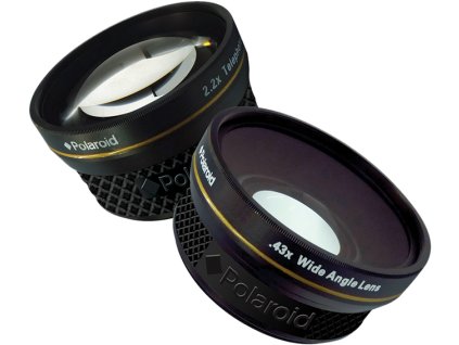 Polaroid cestovná sada objektívnych predsádok: tele 2,2× a širokouhlá 0,43× (závit 37 mm)