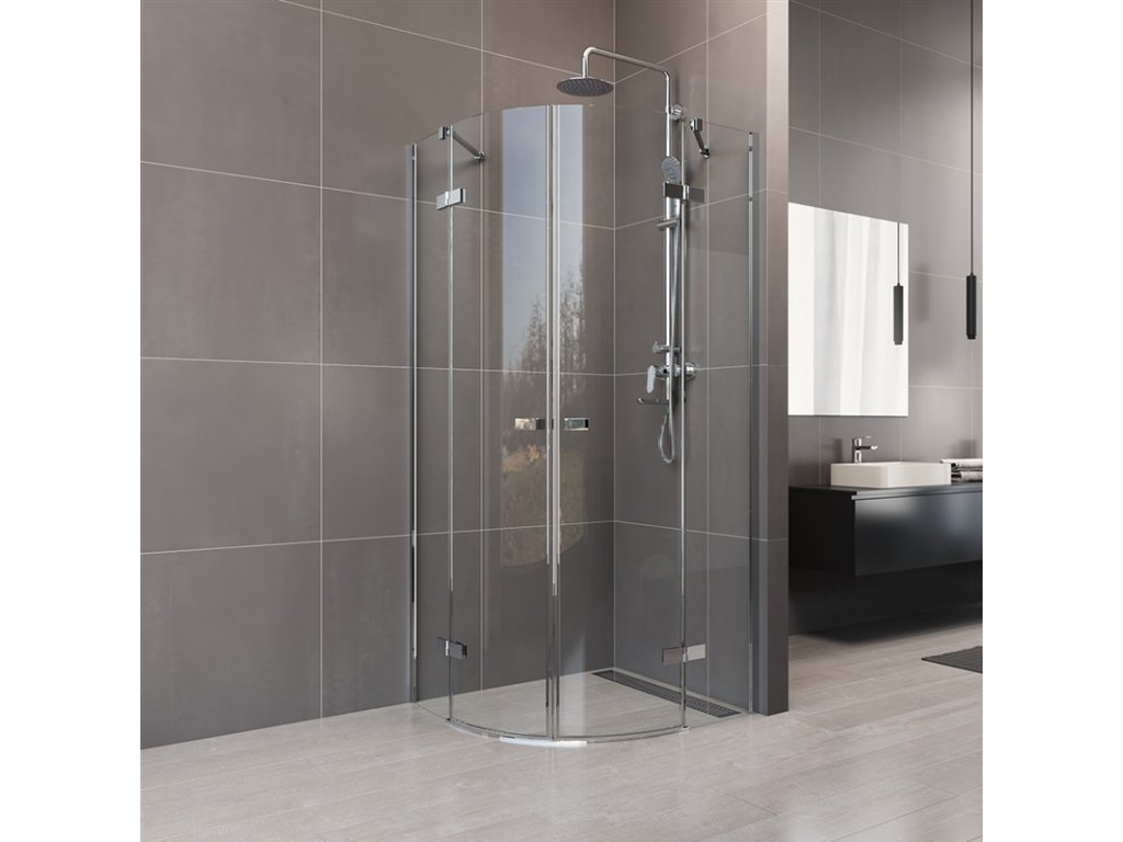 Sprchový kout, Novea, R 550, 90x90x200 cm, pantový, chrom ALU, sklo čiré 6 mm, EC