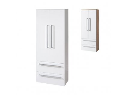 Bino, koupelnová skříňka vysoká, dvojitá 163 cm, bílá, bíla/dub