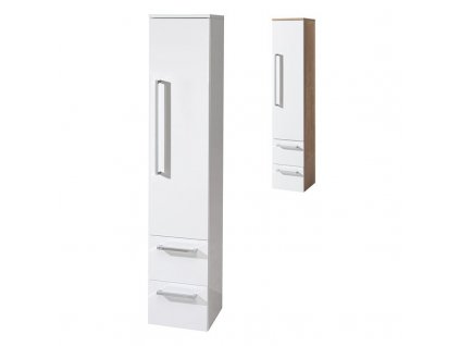 Bino, koupelnová skříňka vysoká 163 cm, levé otevírání, bílá, bílá/dub