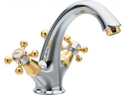 ANTEA stojánkova umývadlová batéria vysoká s výpusťou, chróm/zlato