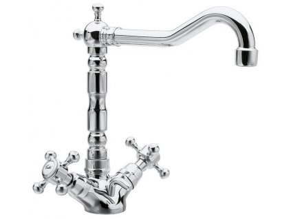 ANTEA stojánkova umývadlová batéria s retro hubicou s výpusťou, chróm