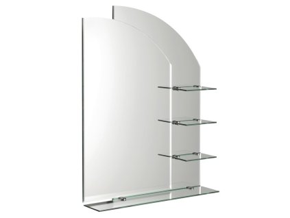 WEGA zrkadlo 65x90cm, zaoblené, s policami