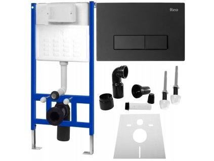 Podomietkový WC systém + tlačidlá - H čierny