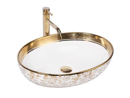 Umývadlo na dosku Rea Margot White/Gold