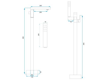 Voľne stojaca batéria Rea TERY Gold_0