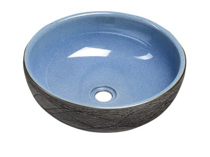 PRIORI keramické umývadlo, priemer 41cm, 15cm, modrá/šedá