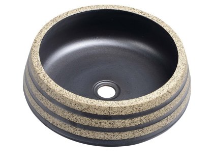 PRIORI keramické umývadlo, priemer 41cm, 15cm, čierna/kameň